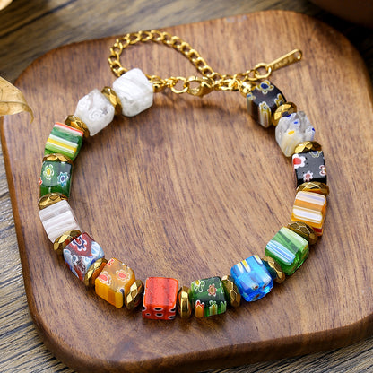 Handmade Murano Glazed Crystal Bracelet | Thousand Flowers Beaded