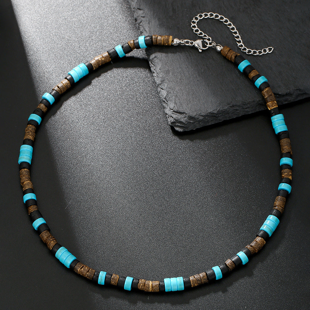 Natural Wood & Coconut Shell Necklace | Bohemian Surf Tribal Jewelry