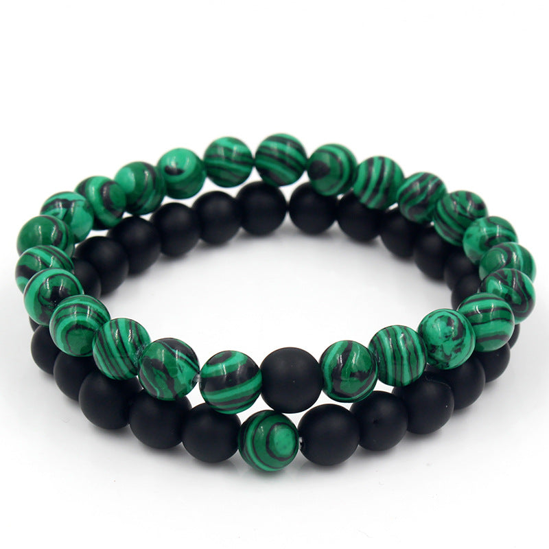 Amazon Punk Bracelet, Microencrusted Zircon Diamond Ball Skull Set Bracelet Men's Volcanic Stone Bead Bracelet