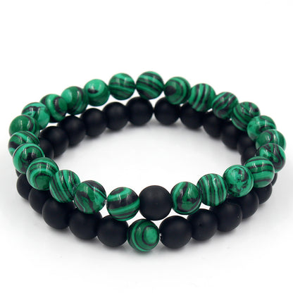 Amazon Punk Bracelet, Microencrusted Zircon Diamond Ball Skull Set Bracelet Men's Volcanic Stone Bead Bracelet