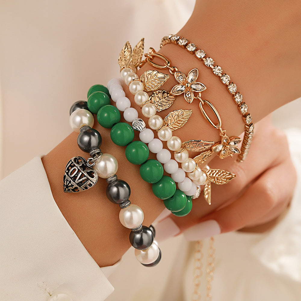 Cross-border new ethnic style bracelet set elastic beaded bohemian multi-layer pearl bracelet personalized bracelet
