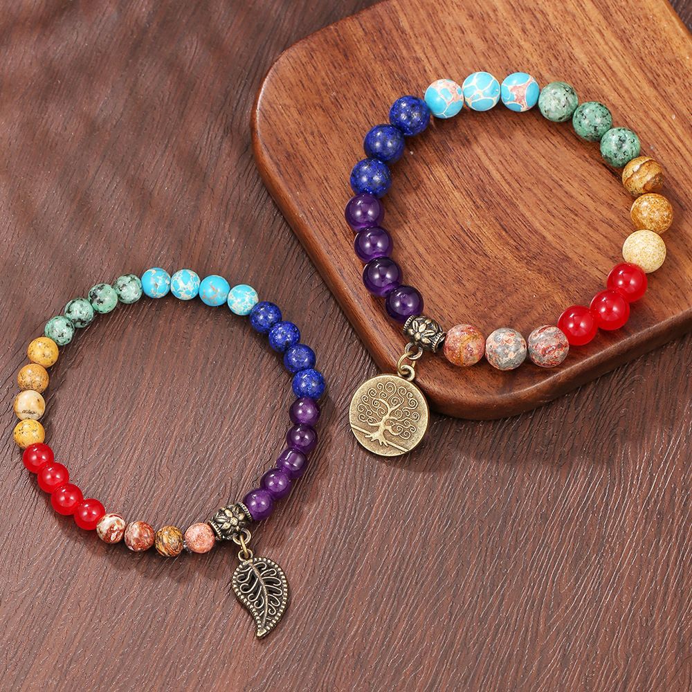 Amazon hot-selling jewelry cross-border supply 8mm turquoise bracelet two-piece set world tree bracelet couple bracelet