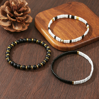 Cross-border TILA pull beads black matte handmade beaded bracelet European and American beach wind ins wind couple friendship bracelet