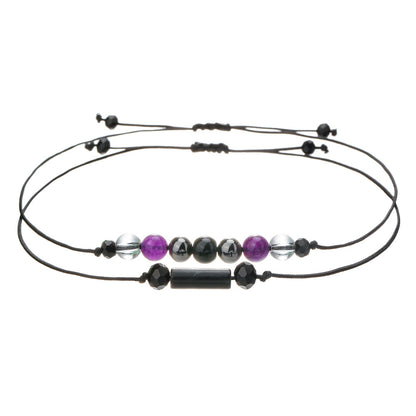 Cross-border new woven handmade beaded stone bracelet cylindrical amethyst tiger eye powder crystal bracelet couple friendship bracelet