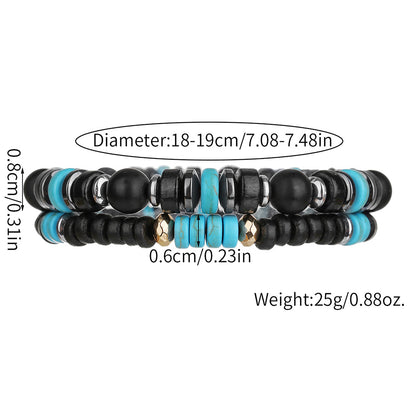 European and American cross-border men's black magic sand turquoise beaded bracelet trendy hip-hop niche high-end summer wooden bead bracelet