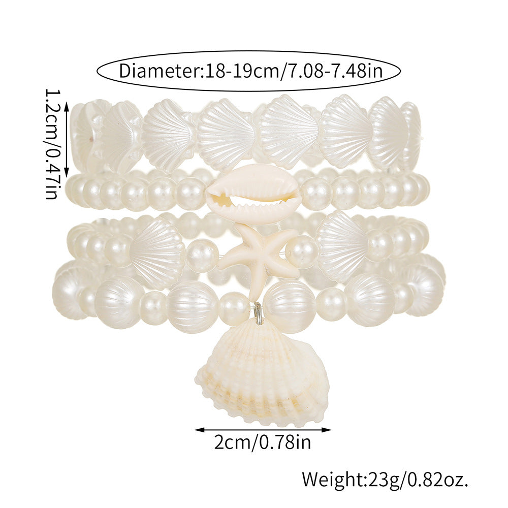 European and American summer beach vacation wind starfish shell pearl bracelet bohemian wind stacked bracelet combination