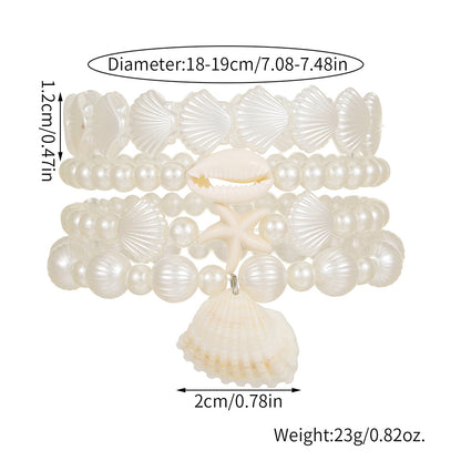 European and American summer beach vacation wind starfish shell pearl bracelet bohemian wind stacked bracelet combination