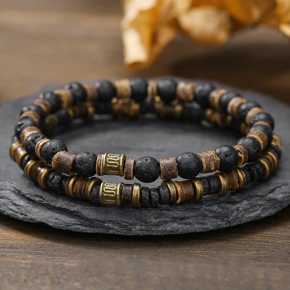 Europe and the United States cross-border coconut shell bracelet men's hip-hop punk retro multi-layer stacking suit jewelry summer bracelet wholesale