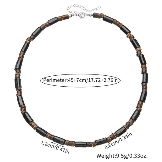 Natural Wood & Coconut Shell Necklace | Bohemian Surf Tribal Jewelry