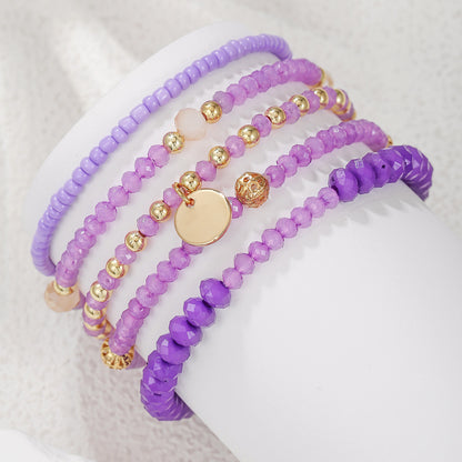 European and American fashion rice bead beaded bracelet bracelet, female bohemian style round beads multi-layer stacked crystal bracelet wholesale