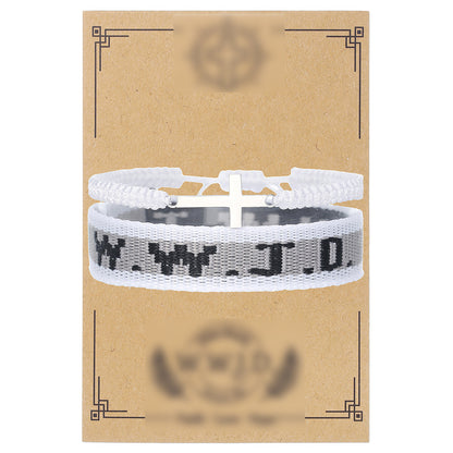 Cross-border hot-selling WWJD cross bracelet bracelet, natural stone unisex charm, faith, friendship, soft ceramic bracelet