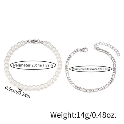 ins wind pearl chain bracelet men's niche temperament beaded bracelet stacked jewelry jewelry couple bracelet