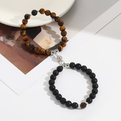 Heart-to-heart suction black turquoise couple bracelet women's niche design ins magnet elastic bracelet set
