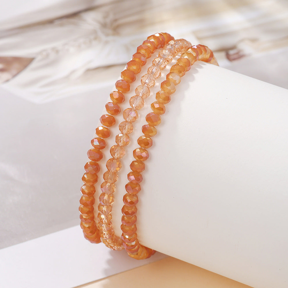 Simple and versatile 3 sets, a set of cut crystal bead bracelet set combination, elastic couple glass bracelet bracelet.