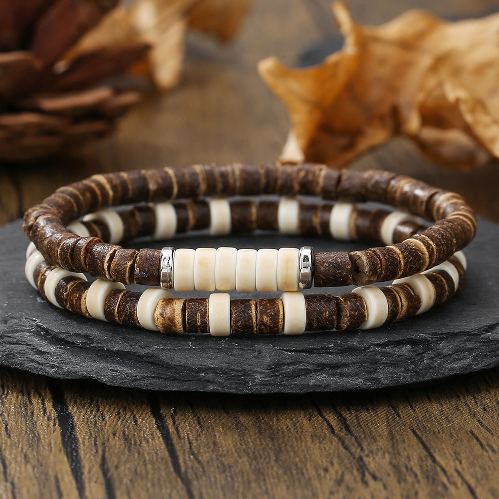 Retro European and American Diamond Bodhi Bracelet Men's Festival Gaosheng Wood Bead Buddha Bead Bracelet Mori Ethnic Style Bracelet Set