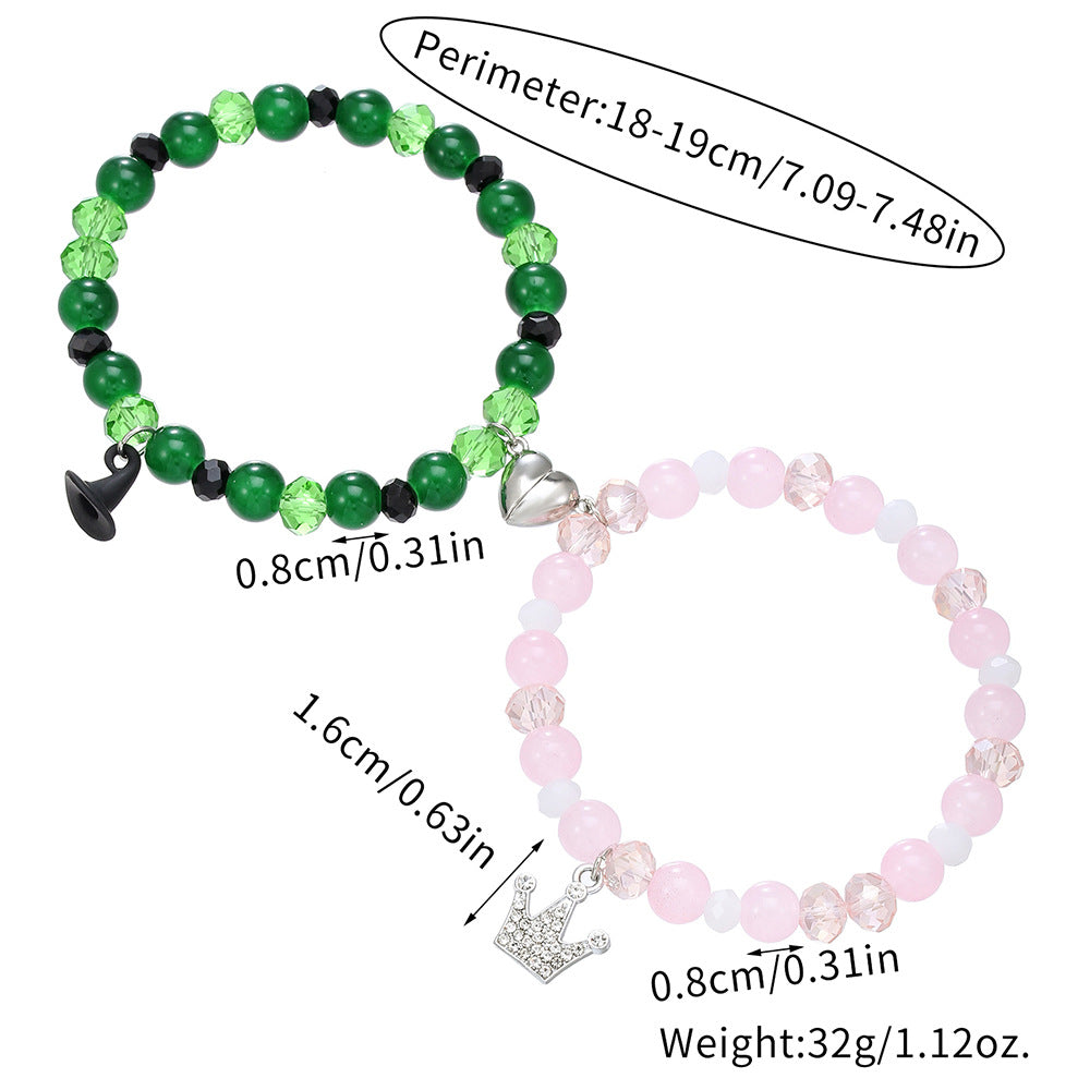 Cross-border hot-selling magic bad witch beaded bracelet love magnet good friend friendship bracelet men's and women's bracelet wholesale