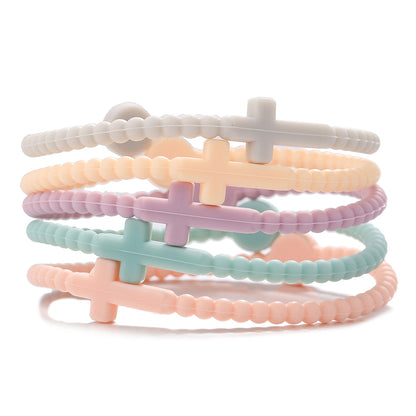 Amazon popular hot-selling bracelet simple European and American macaron cross bracelet children's hand adult silicone bracelet