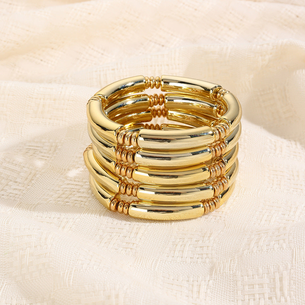 Europe and the United States cross-border hot-selling ins wind beaded bamboo bracelet set design glossy CCB elbow bracelet jewelry women