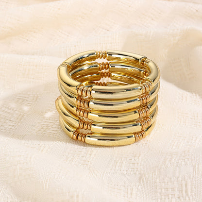Europe and the United States cross-border hot-selling ins wind beaded bamboo bracelet set design glossy CCB elbow bracelet jewelry women