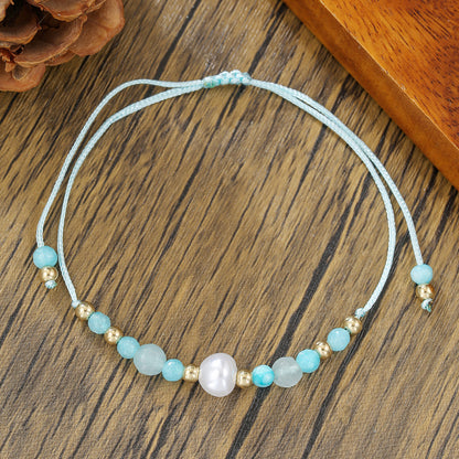 Simple Crystal Pearl Girlfriend Bracelet Bohemian Rainbow Rice Beads Beaded Cross Love Friendship Bracelet