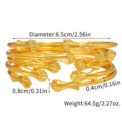 Cross-border new hip-hop punk fist bracelet 5 sets, metal opening bracelet niche stacking bracelet set