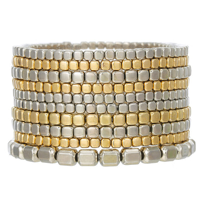 Cross-border hot-selling hand jewelry multi-layer stacked bracelet set Bohemian CCB beaded elastic square bead bracelet.