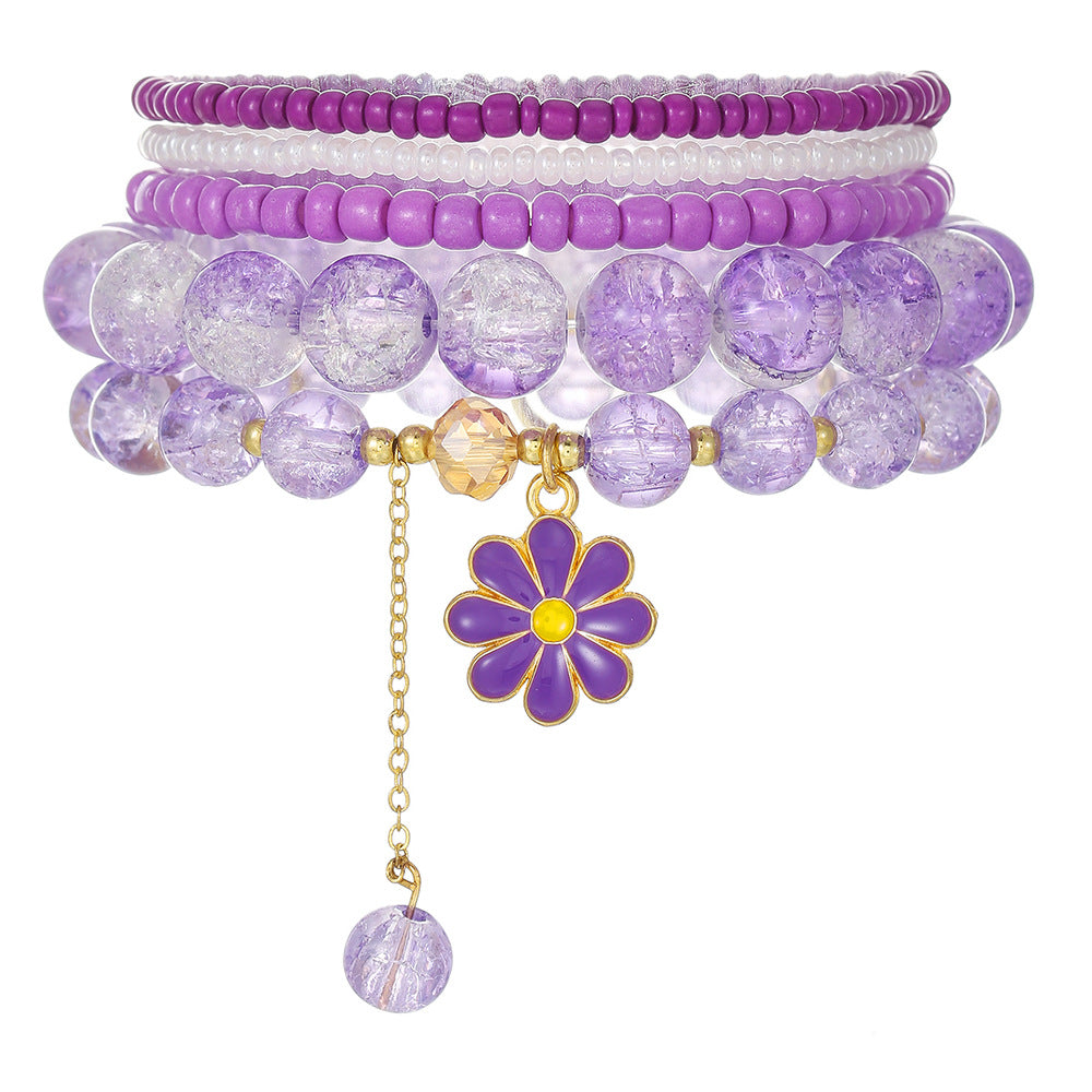 Summer new sweet and refreshing daisy bracelet women's simple flower pearl bracelet set cross-border jewelry wholesale