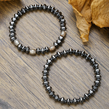 Cross-border new men's beaded bracelet set map stone black gallstone cross bracelet elastic three-piece bracelet set