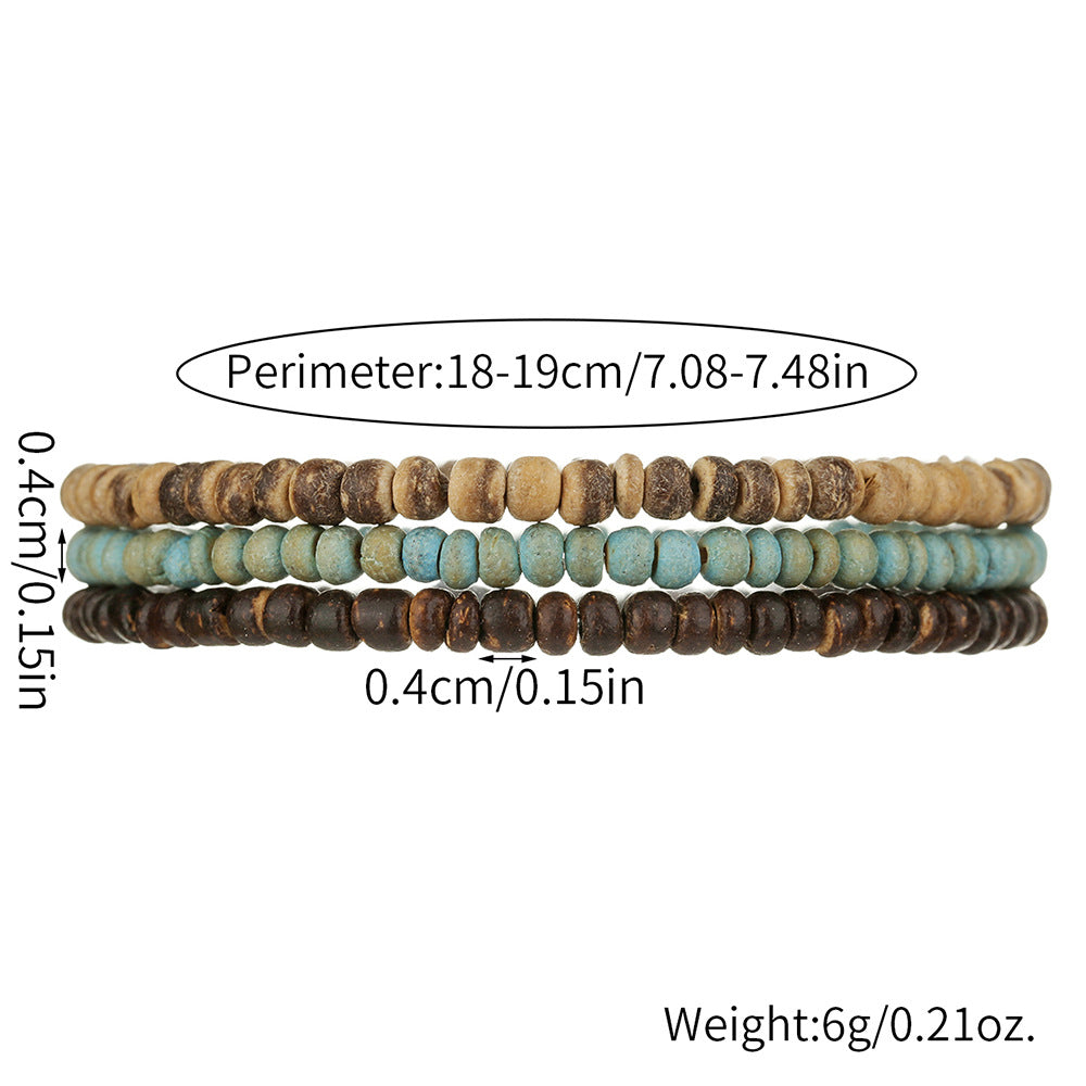 Cross-border vacation wind wood bead coconut shell bracelet bohemian versatile high-end sense beaded men's bracelet coconut shell bracelet