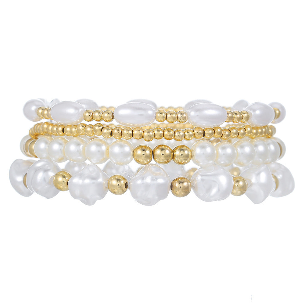 European and American cross-border explosion ccb beaded bracelet bohemian versatile stacked bracelet geometric bead bracelet female