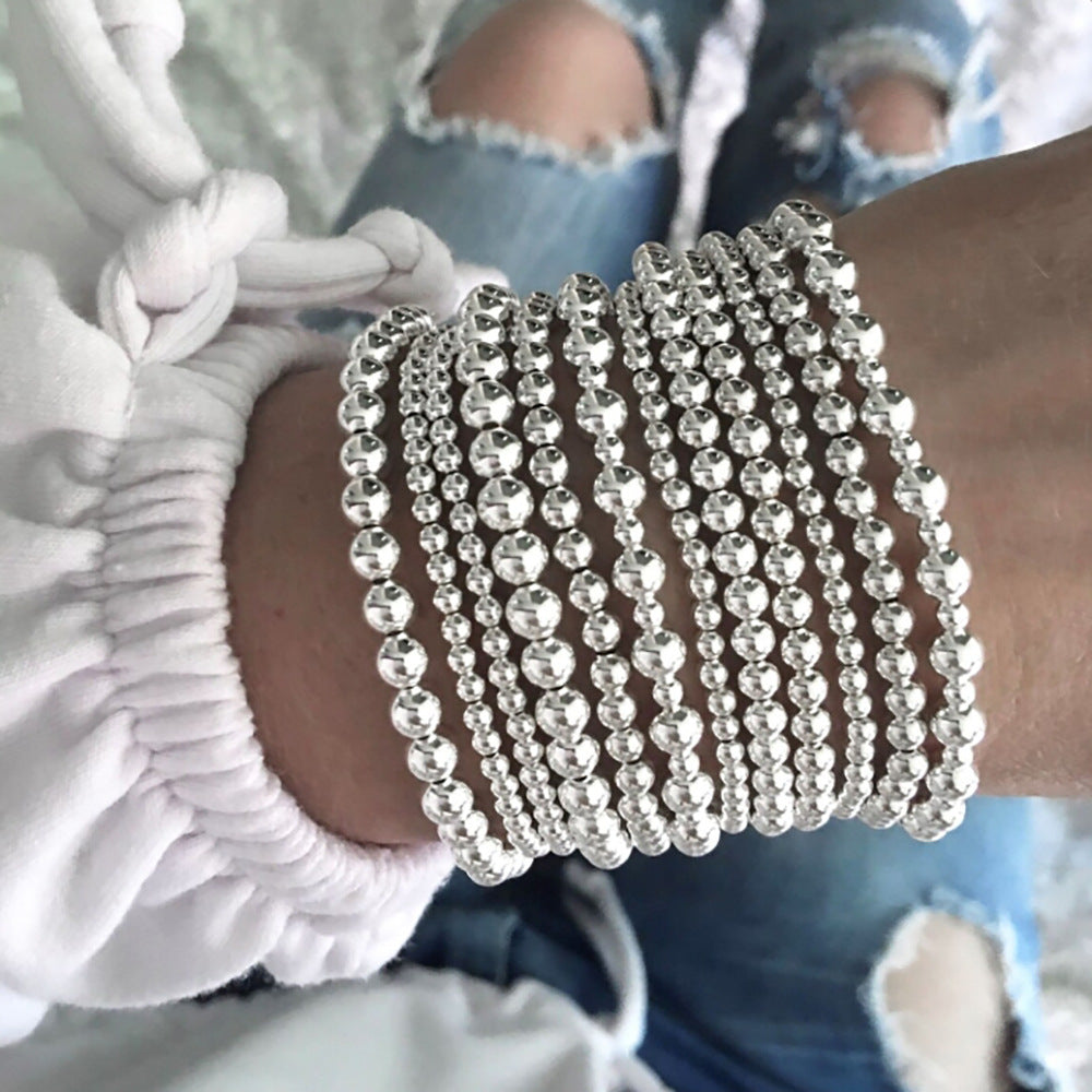 Cross-border hot-selling CCB fashion simple beaded bracelet retro high-grade elastic beaded stacking bracelet set