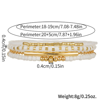 European and American fashion rice bead beaded bracelet bracelet, female bohemian style round beads multi-layer stacked crystal bracelet wholesale