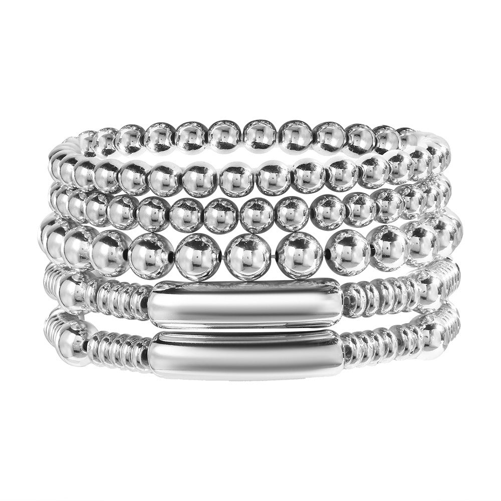 Europe and the United States cross-border hot-selling ins wind beaded bamboo bracelet set design glossy CCB elbow bracelet jewelry women