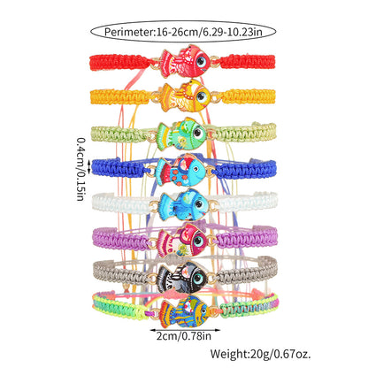 European and American new hand jewelry cartoon fish bracelet combination student girlfriend gift weaving adjustable stacked bracelet woman