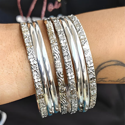 European and American retro personality fashion embossed twist geometric multi-layer stacked bracelet ethnic style antique metal bracelet women