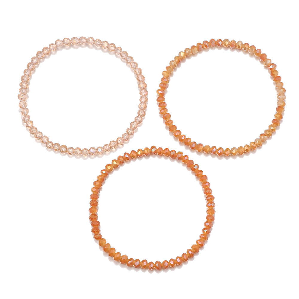 Simple and versatile 3 sets, a set of cut crystal bead bracelet set combination, elastic couple glass bracelet bracelet.