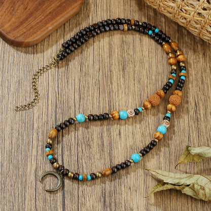 Natural Wood & Coconut Shell Necklace | Bohemian Surf Tribal Jewelry