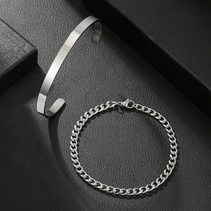 European and American ins Internet celebrities solid color titanium steel Cuban bracelet men's hip hop trend versatile simple NK chain bracelet does not fade