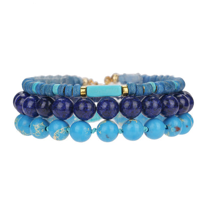 Cross-border popular fashion men's bohemian natural stone beaded elastic bracelet summer beach vacation bracelet women