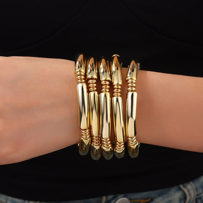 Europe and the United States cross-border hot-selling ins wind beaded bamboo bracelet set design glossy CCB elbow bracelet jewelry women