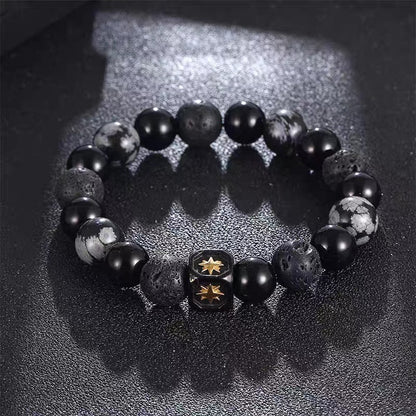 Live hot sale black frosted stone turquoise zircon crown lion head bracelet set creative personalized jewelry accessories