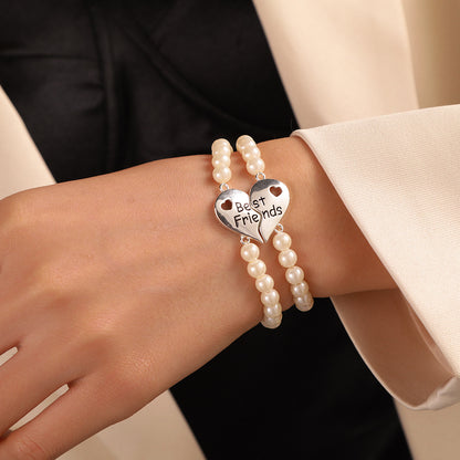 European and American cross-border new versatile cross-border elephant bracelet set, men's black gallstone rare beaded elastic bracelet