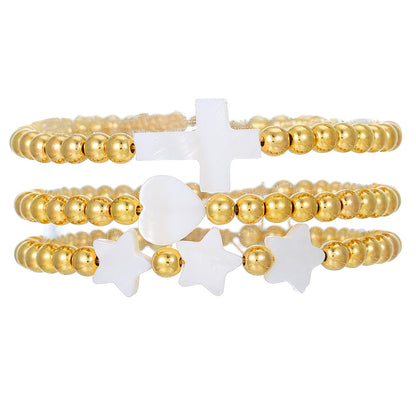 European and American shells love five-pointed star cross bracelet multi-layer stacking adjustable woven couple friendship bracelet women
