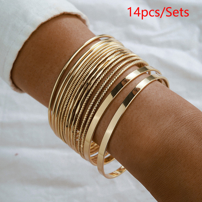 Set of 6 Ancient Egyptian Cross Bracelet Set Women's Jewelry Ethnic Jewelry Metal Stacked Bracelets Women