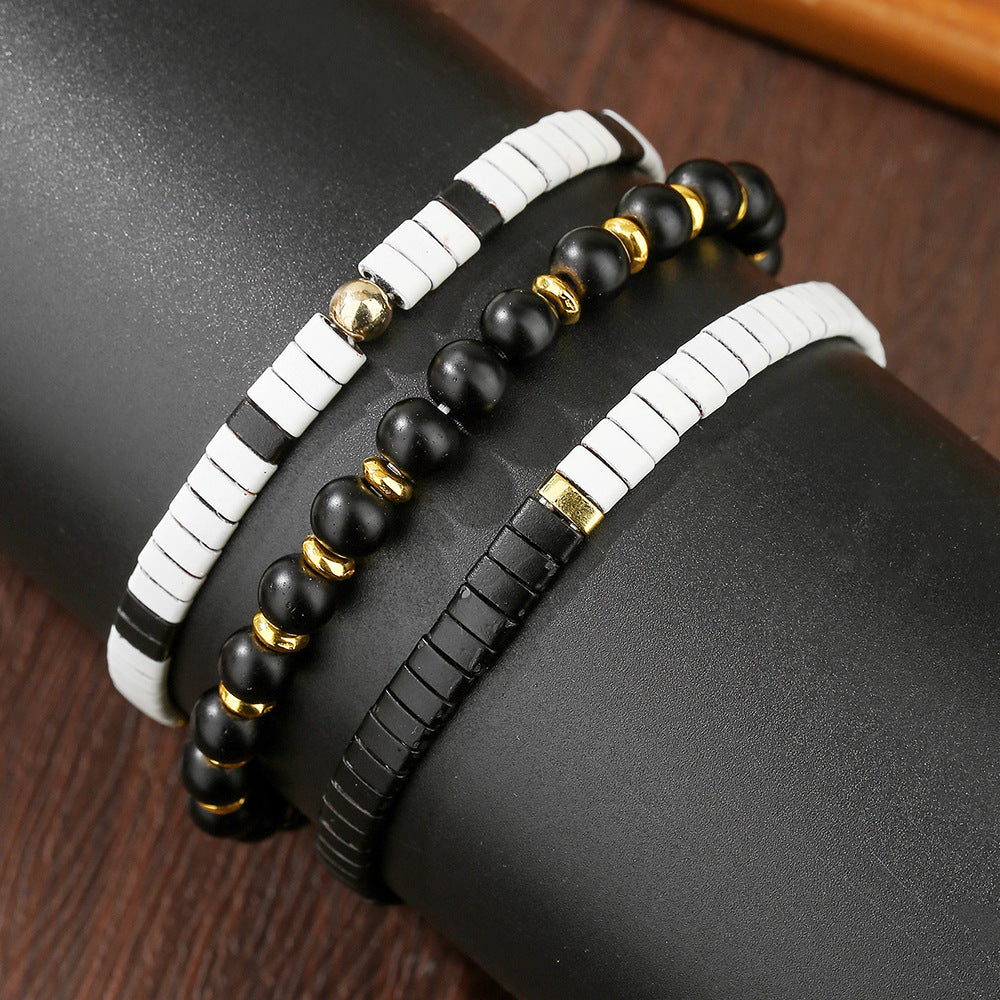 Cross-border TILA pull beads black matte handmade beaded bracelet European and American beach wind ins wind couple friendship bracelet