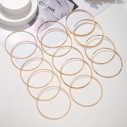 Personalized exaggerated wide-sided metal bracelet set, female bohemian gold glossy bracelet bracelet 14-piece set