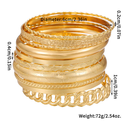European and American cross-border retro simple stacked bracelet set fashionable mix and match 10 sets of chain bracelet bracelet jewelry combination
