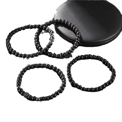 European and American cross-border new jewelry 6mm black matte copper beads copper inlaid zircon dice simple four-piece bracelet set
