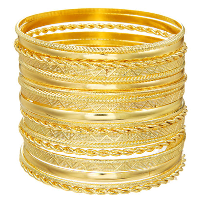 A set of 20 multi-layer gypsy star stacked bracelets, European and American fashion bohemian style ring metal bracelet combination