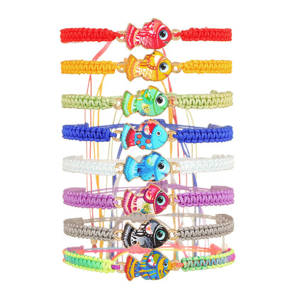 European and American new hand jewelry cartoon fish bracelet combination student girlfriend gift weaving adjustable stacked bracelet woman
